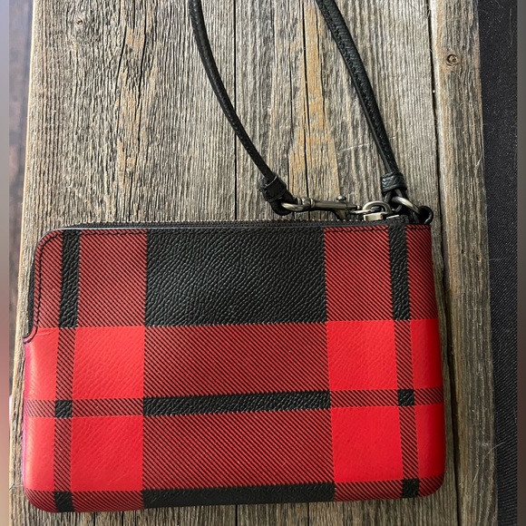 Coach Buffalo Plaid Wristlet - Picture 2 of 4